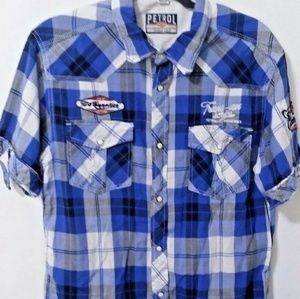 Petrol Industries Plaid Snap Button Shirt